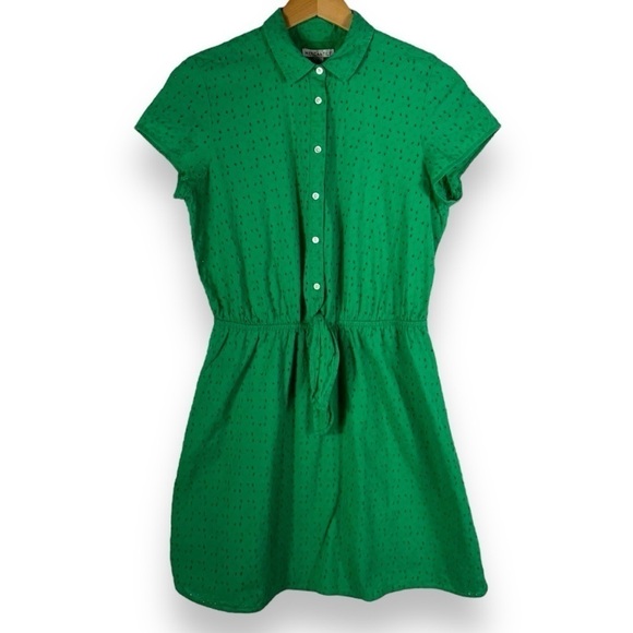 4 for $40 SALE! J Crew Mercantile Eyelet Tie-Front Dress, Apple Green, Size S - Picture 2 of 15